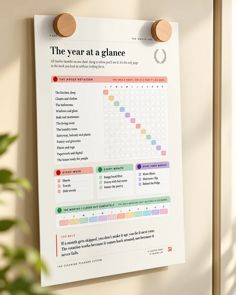 The year at a glance, held on the fridge with a magnet